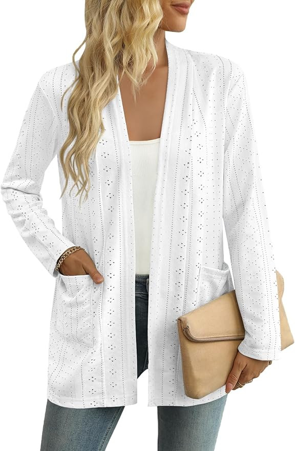 Yincro Women's Lightweight Open Front Cardigan Casual Long Sleeve Loose Cardigans with Pockets | Amazon (US)