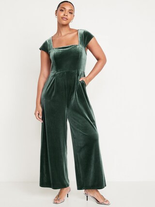 Fit &amp;amp; Flare Velvet Jumpsuit | Old Navy (US)