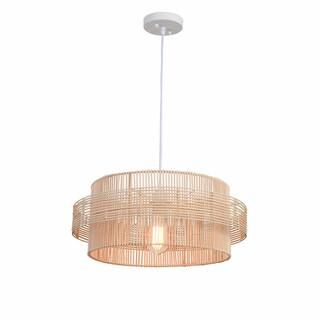 Hampton Bay Trentwood 1-Light with Natural Pendant Chandelier Rattan Shade HDP98954RAT - The Home... | The Home Depot
