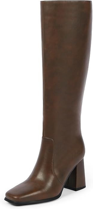 Modatope Knee High Boots Women Chunky Heel Square Toe Heeled Tall Boot for Women Fashion Side Zip... | Amazon (US)
