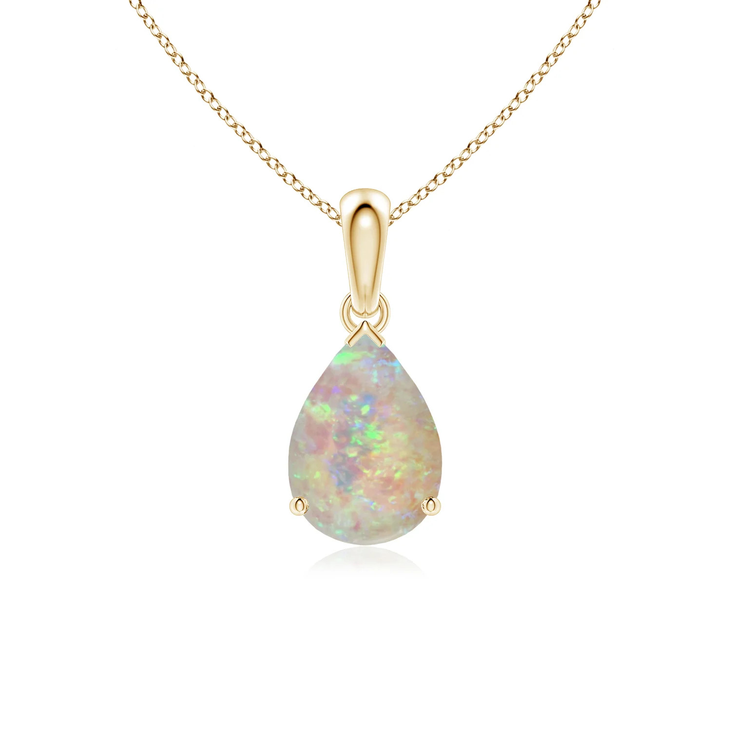 10x7mm AAAA Prong-Set Pear Opal Solitaire Pendant in Yellow Gold | Angara Inc.
