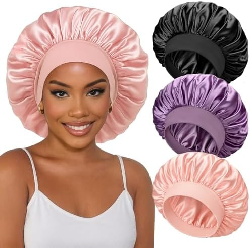 3 Pcs Silk Bonnets for Sleeping Satin Bonnet Double Layer Hair Bonnets for Women Sleep Bonnet for... | Amazon (US)
