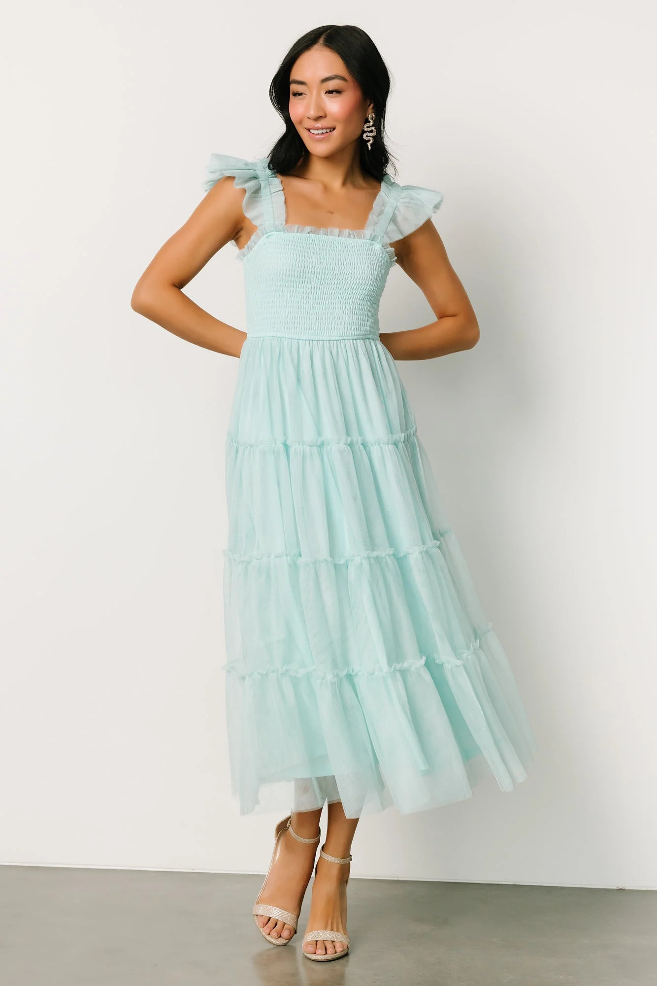 Mindi Tulle Midi Dress | Sea Blue | Baltic Born