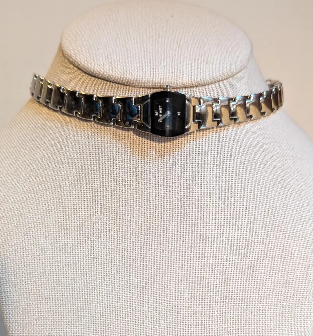 Nine West Watch Choker: Silver Tone Black Face, Steampunk Necklace | Etsy (Global)