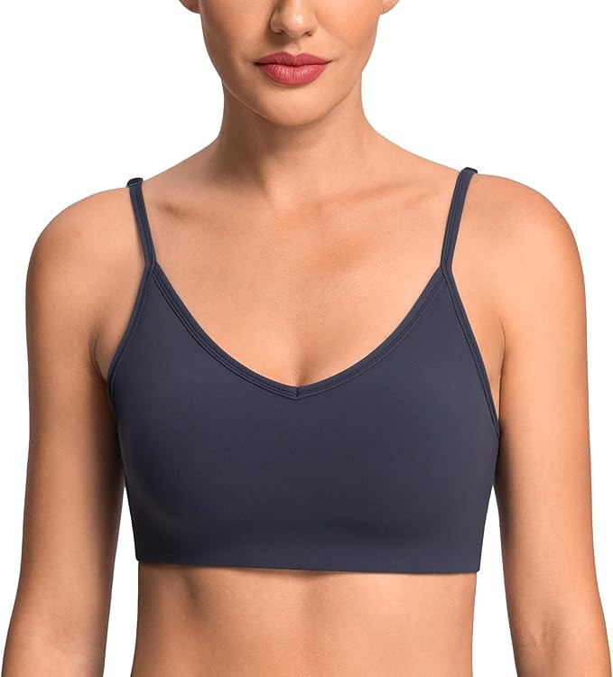 Colorfulkoala Dreamlux Adjustable Spaghetti Strap Sports Bras for Women V-Neck Padded Crisscross ... | Amazon (US)