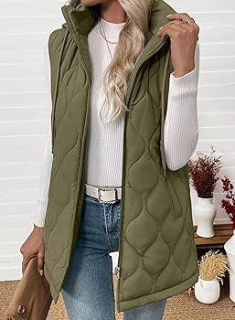 EVALESS Long Puffer Vest Women Sleeveless Hooded Puffer Jacket Lightweight Quilted Jackets Winter... | Amazon (US)