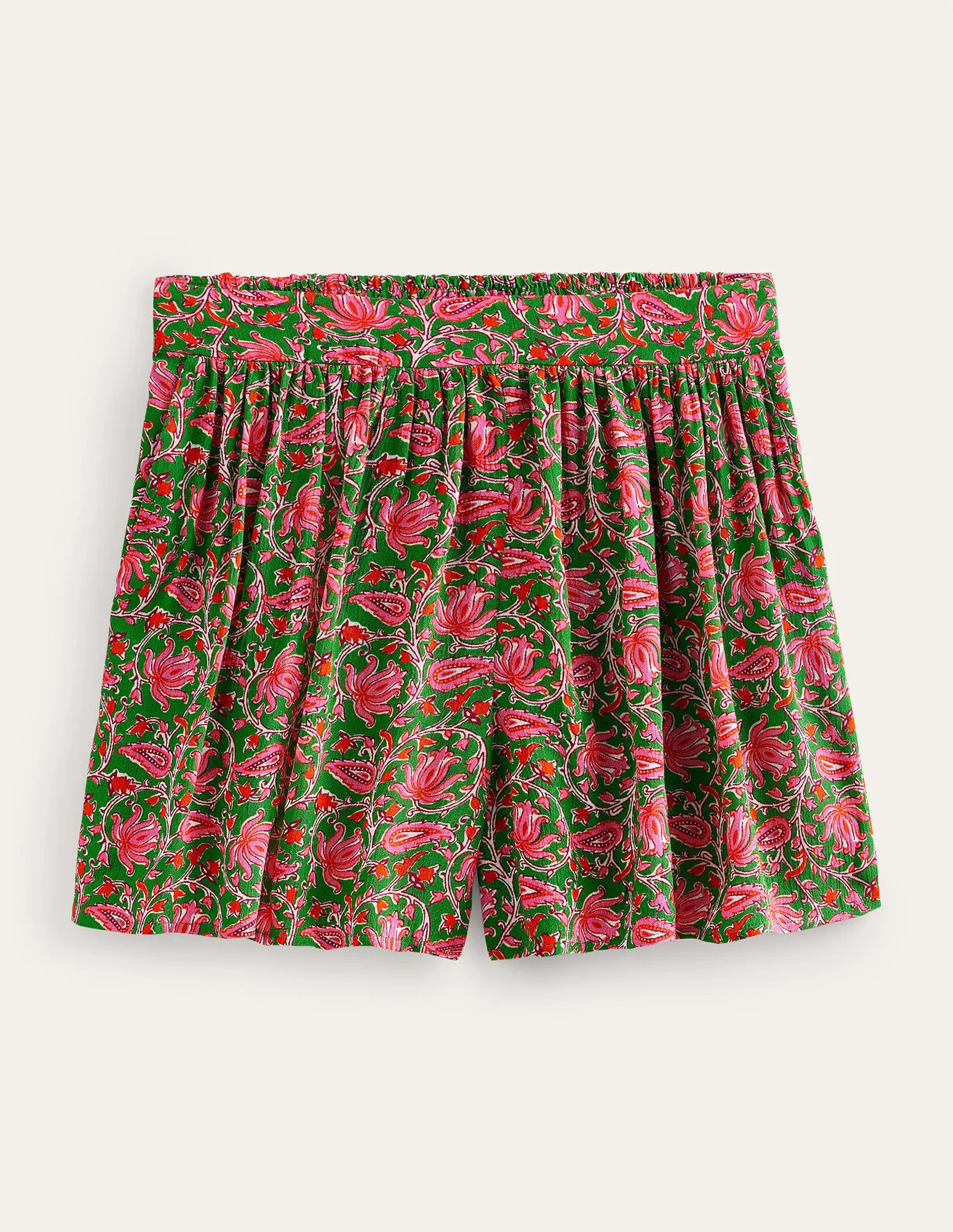 Crinkle Pull-on Shorts - Lime, Botanic Vine | Boden (US)