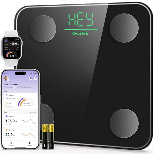 Ovutek Smart Scale for Body Weight, Digital Bathroom Scale BMI Weighing Body Fat Scale, Accurate Body Composition Scale Monitor for People's Health with Smartphone App, Compact Size, 400lb (Black) | Amazon (US)