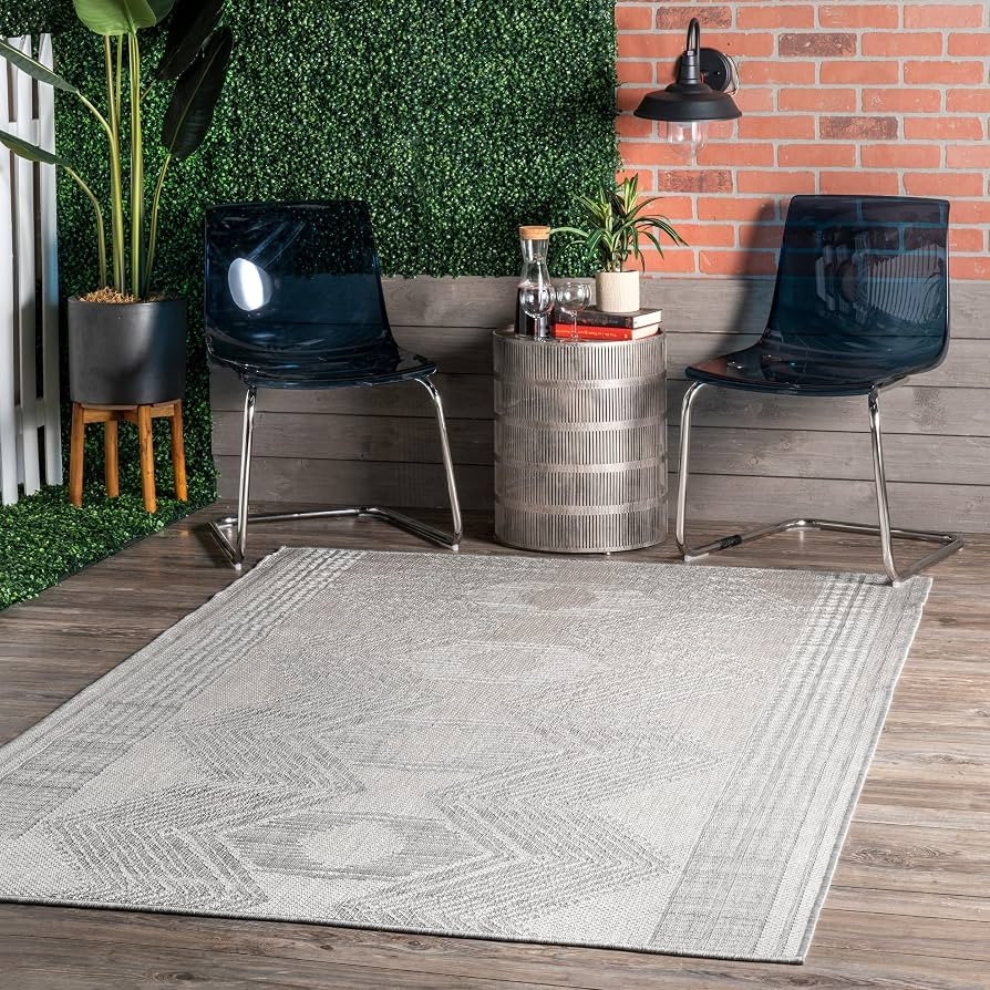 nuLOOM 5' x 8' Outdoor Tribal Geometric Area Rug, Stain Resistant, Weather Resistant, High Traffi... | Amazon (US)