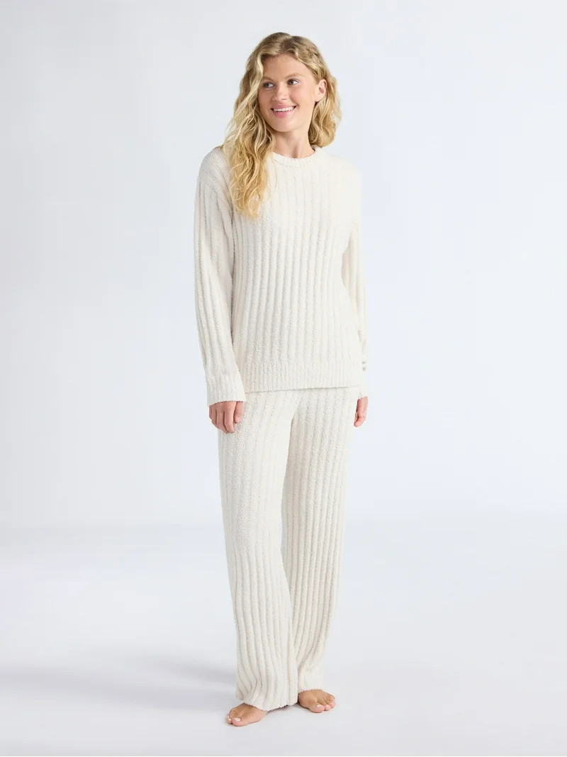 Joyspun Women's Sleepwear Ribbed Crewneck Top with Long Sleeves, Sizes XS-3X | Walmart (US)