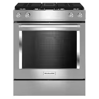 KitchenAid 6.4 cu. ft. Downdraft Slide-In Dual Fuel Range with Self-Cleaning Convection Oven in S... | The Home Depot