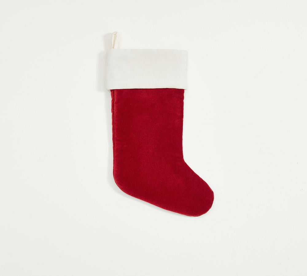 Classic Velvet Stocking, Small, Red With Ivory Cuff | Pottery Barn (US)