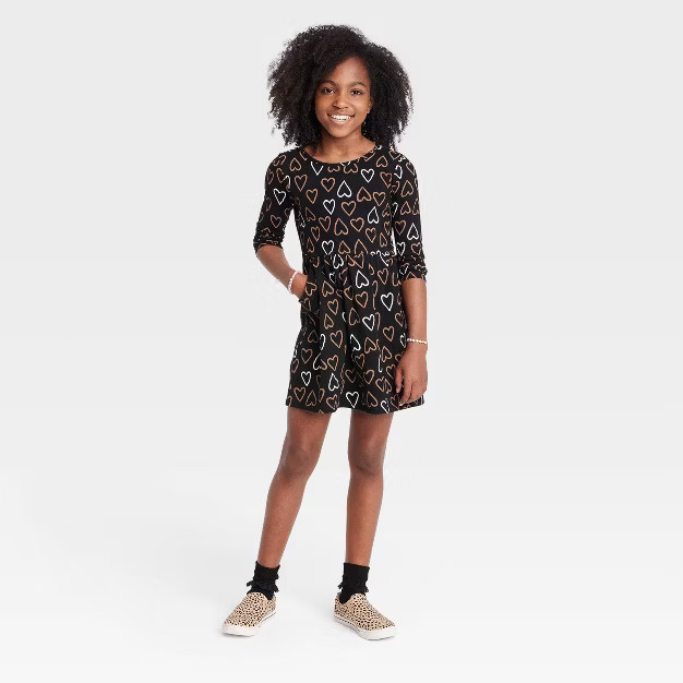 Girls' Halloween Printed Long Sleeve Dress - Cat & Jack™ | Target