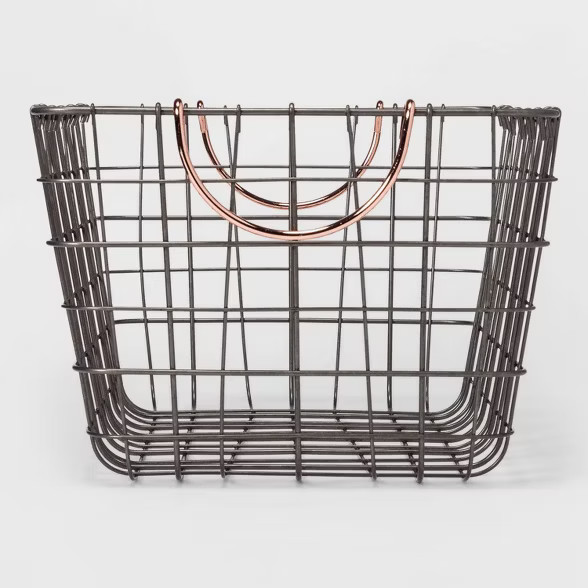 16"x11"x8" Wire Basket with Handle Gray/Copper - Threshold™ | Target