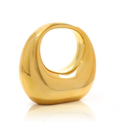 GOKTOW Gold Metallic Moon Shaped Acrylic Hand Purse,Chrome Acrylic Clutch,Unique Evening Bag for Women | Amazon (US)