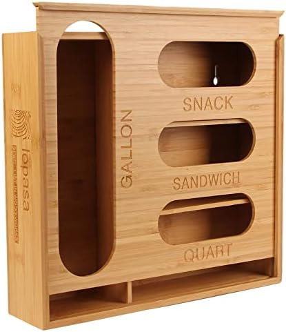 Ziplock Bag Organizer for Drawer- Bamboo Food Storage Bags Container for Kitchen Compatible with ... | Amazon (US)