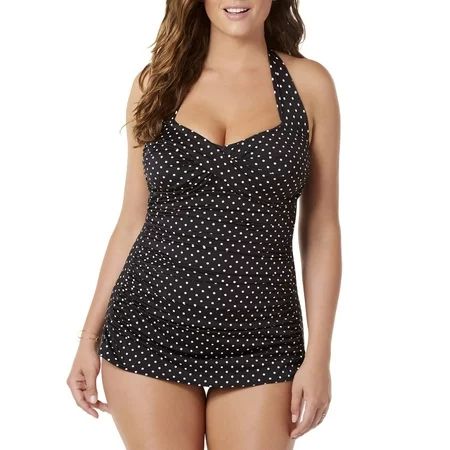 Womens Slimming Shirred Glam Sheath One-Piece Swimsuit | Walmart (US)