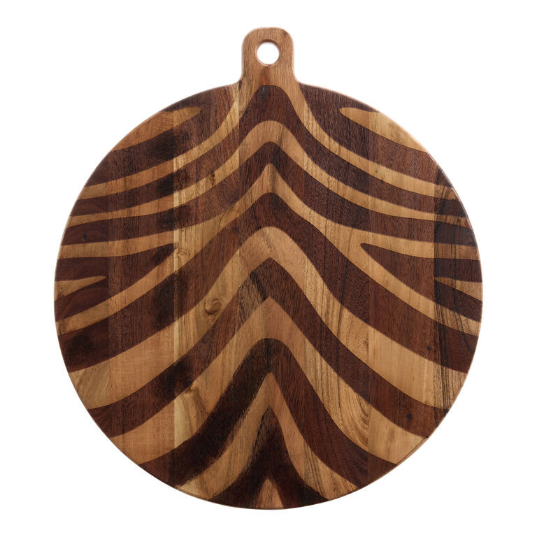 Round Acacia Wood Zebra Serving Board | World Market