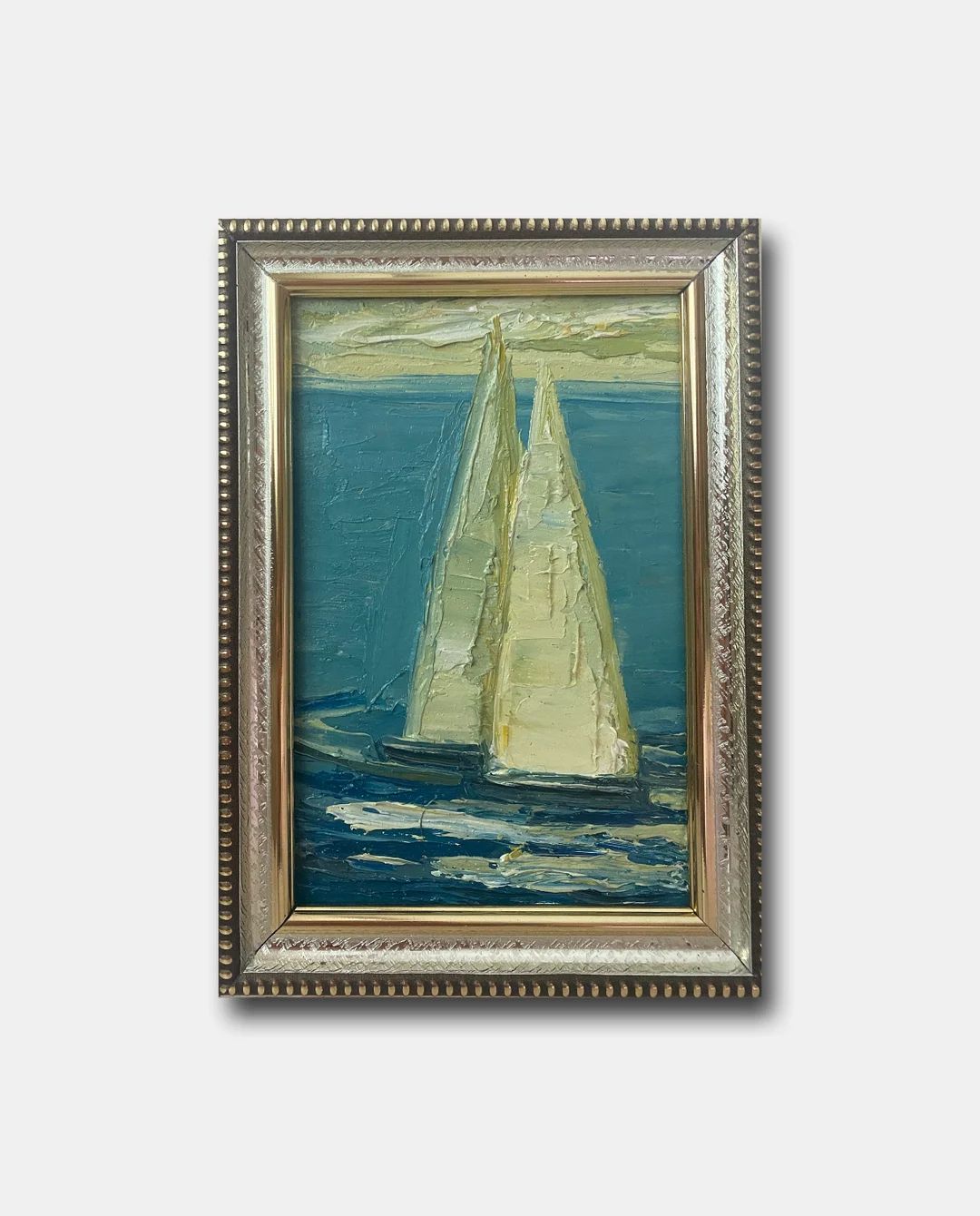 Sailboats Original Oil Painting Framed Ocean Wall Art Impasto Boat Sea Sail Seascape Memorable Gi... | Etsy (US)