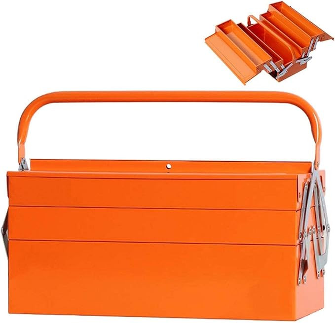 AUNEVN Three-Layer Metal Toolbox, 5-Tray Cantilever Metal Tool Box for Repair Car Home Hardware S... | Amazon (US)