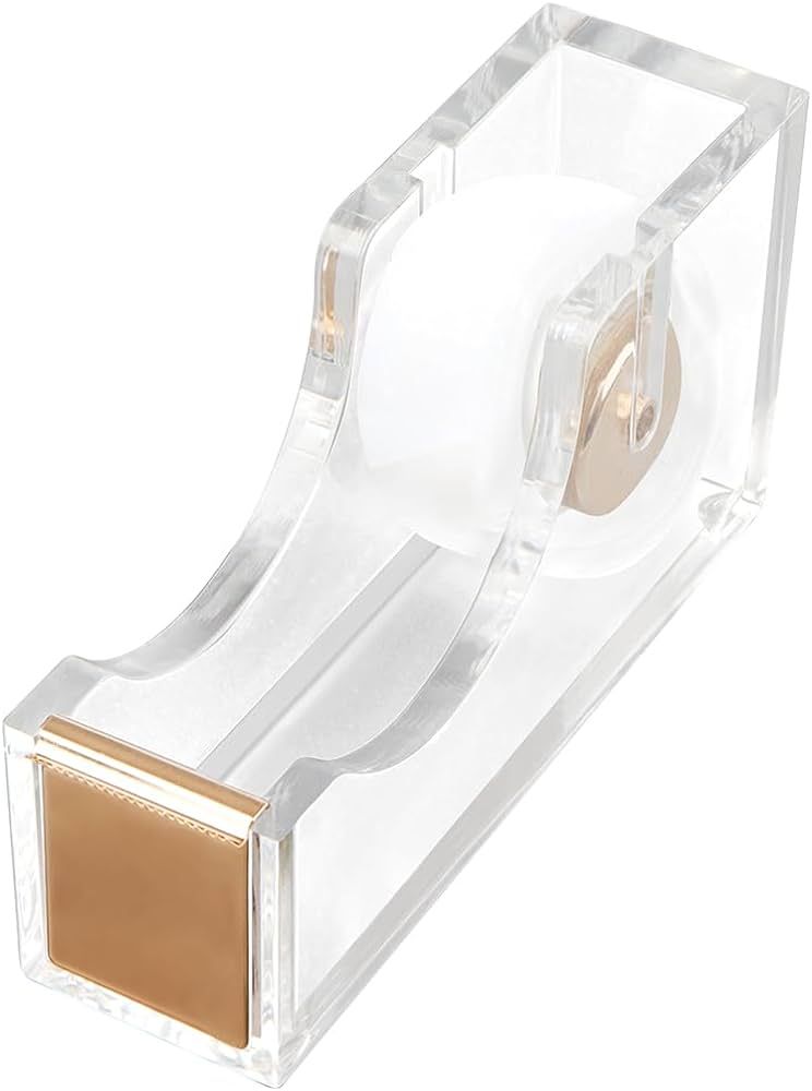 Acrylic Gold Tape Dispenser,Clear Acrylic Desk Dispenser Kit , Modern Design Office Desktop Tape ... | Amazon (US)