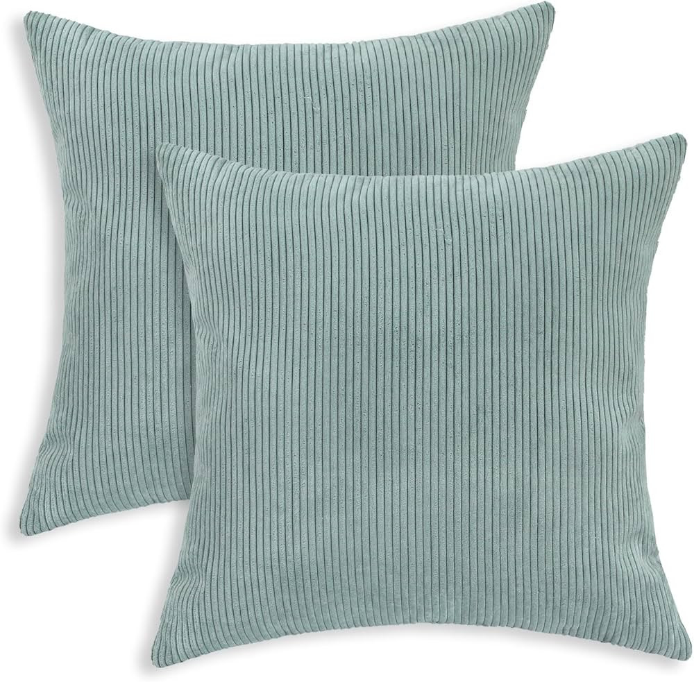 CaliTime Pack of 2 Cozy Throw Pillow Covers Cases for Couch Bed Sofa Ultra Soft Corduroy Striped ... | Amazon (US)