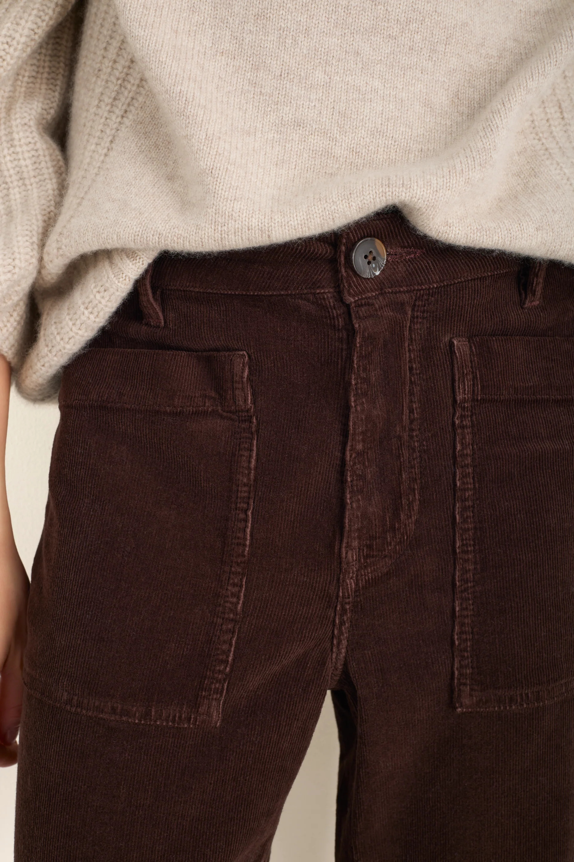 Paloma Horseshoe Pin Cord Trouser - Cocoa | WYSE London