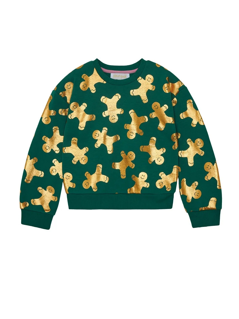 Planet Gold Girl's Holiday Gingerbread Sweatshirt, Sizes 4-18 | Walmart (US)