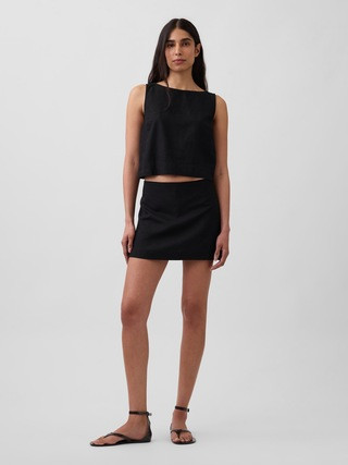 Linen-Blend Crop Shell Tank Top | Gap (US)