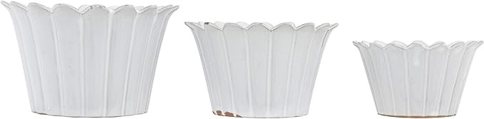Creative Co-op White Fluted/Flower (Set of 3 Sizes) Planter | Amazon (US)