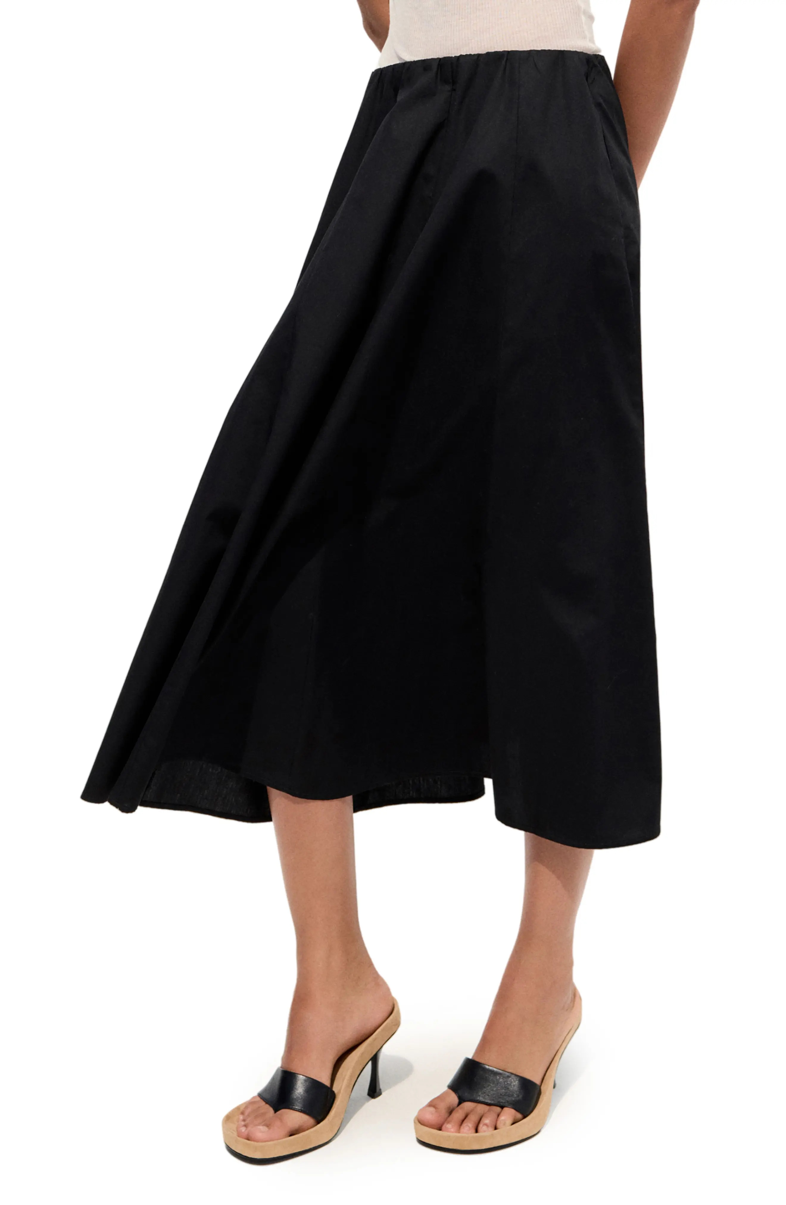 Flared Cotton Midi Skirt (Women) | Nordstrom | Nordstrom