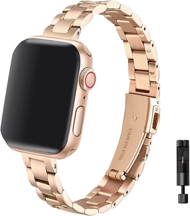 Compatible with Apple Watch Band 49mm 46mm 45mm 44mm 42mm 41mm 40mm 38mm, Metal Stainless Steel A... | Amazon (US)