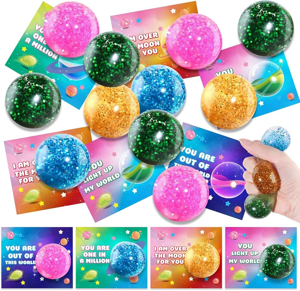 SpringFlower 24Pack Valentine's Day Cards for Kids with Stretchy Stress Balls for School Classroo... | Amazon (US)