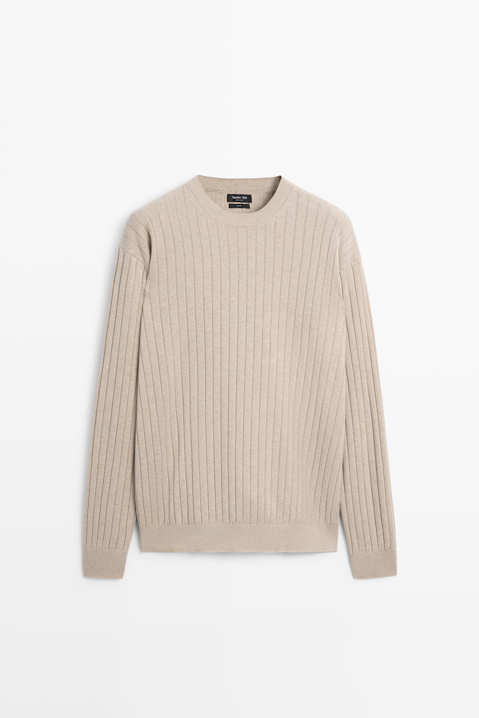 100% cotton ribbed knit sweater | Massimo Dutti UK