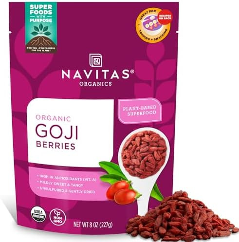 Navitas Organics Goji Berries – For Smoothies, Trail Mix, Baked Goods, Oatmeal & More – Vitam... | Amazon (US)