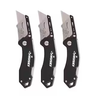Husky HUSKY 3-PACK FOLDING LOCK-BACK Utility Knife 00073 - The Home Depot | The Home Depot