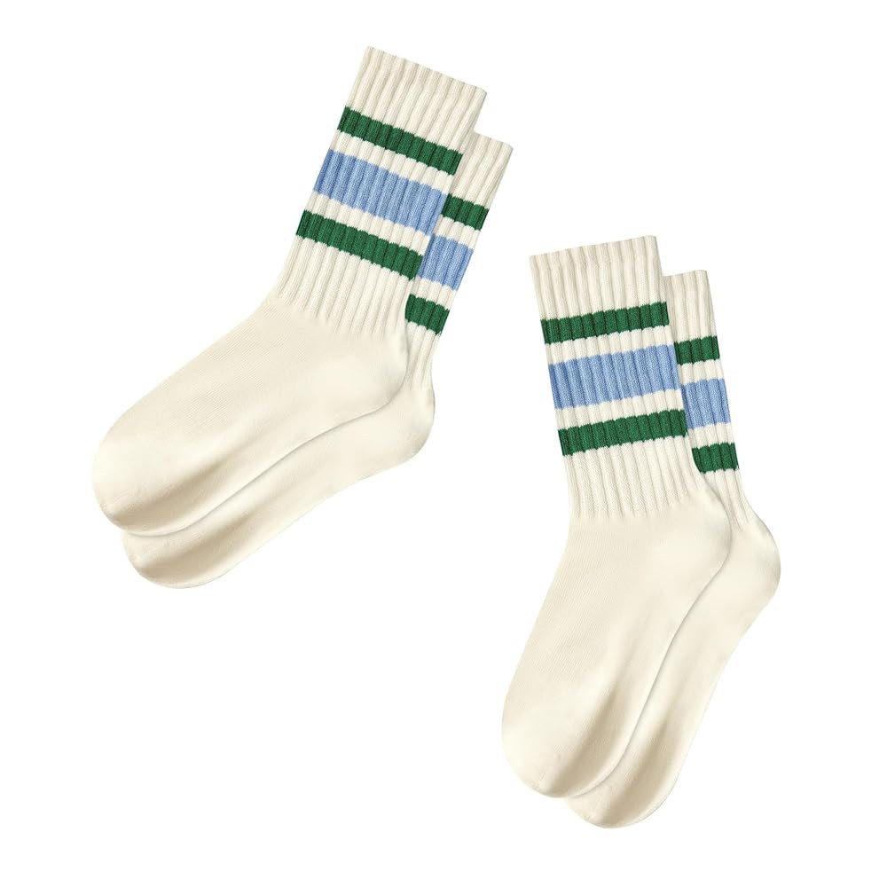 American Trends Retro Striped Crew Socks for Women Slouchy Athletic Calf Tube Socks Running Golf ... | Amazon (US)