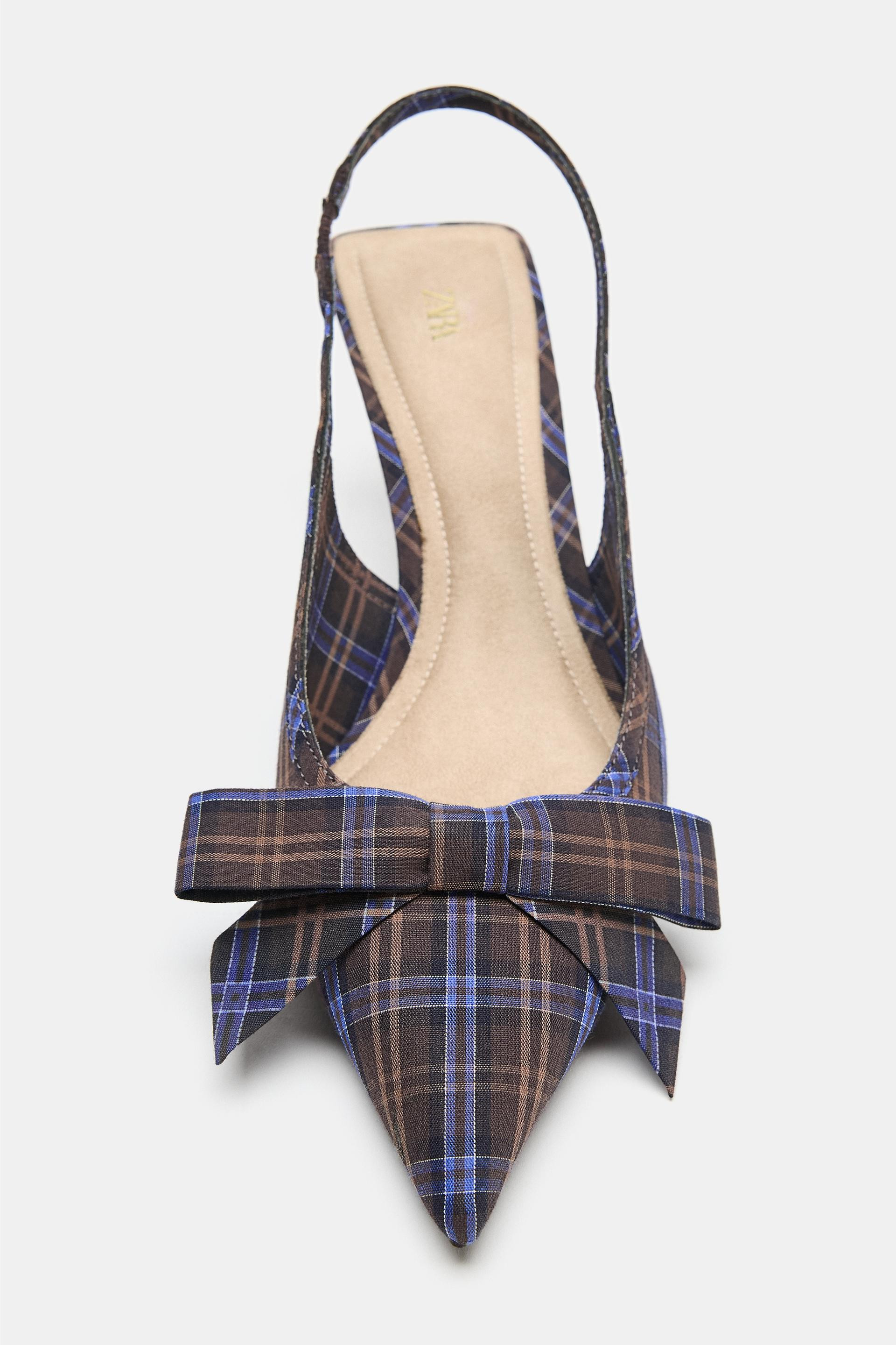 Zara - Bow Plaid Heel Shoes - Multi-Color - 11 - Woman | Zara US