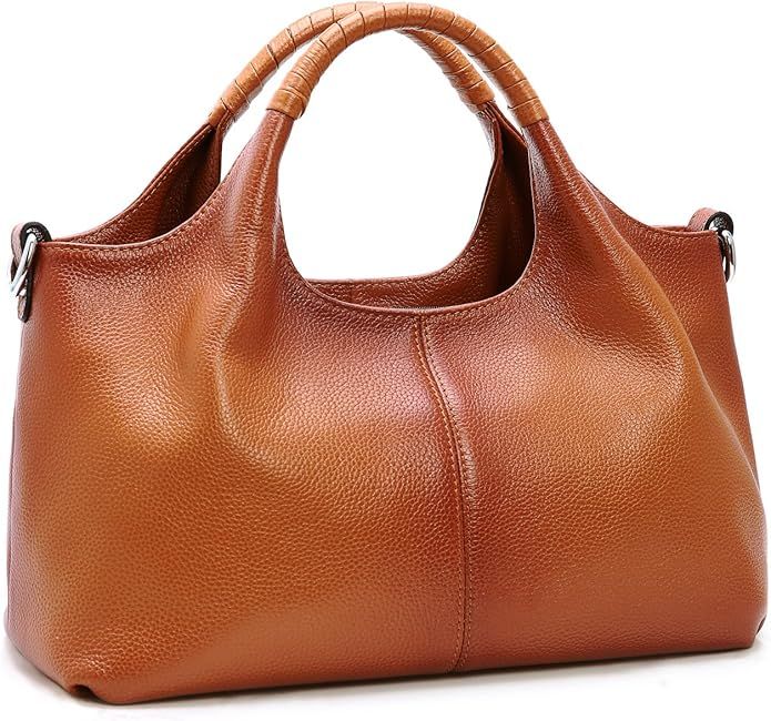 Iswee Womens Genuine Leather Handbags Tote Bag Shoulder Bag Top Handle Satchel Designer Ladies Pu... | Amazon (US)