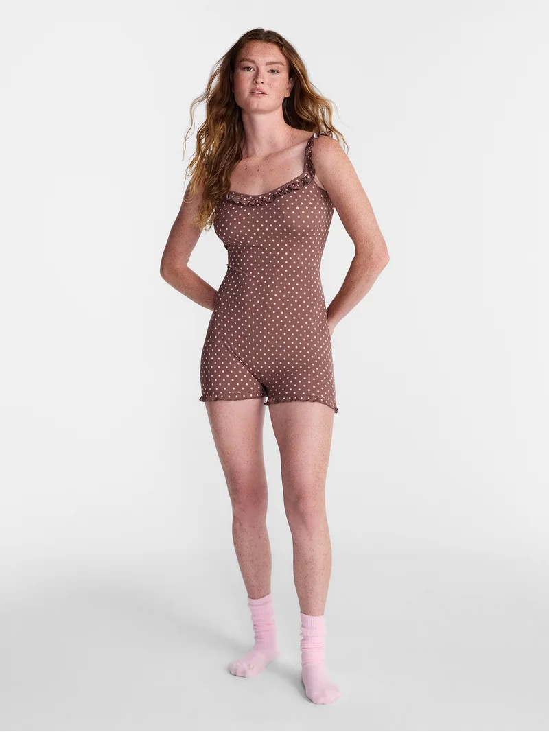 No Boundaries(No ratings yet) No Boundaries Ruffle Neck Sleep Romper, Women's XS-XXL  Free 90-day... | Walmart (US)