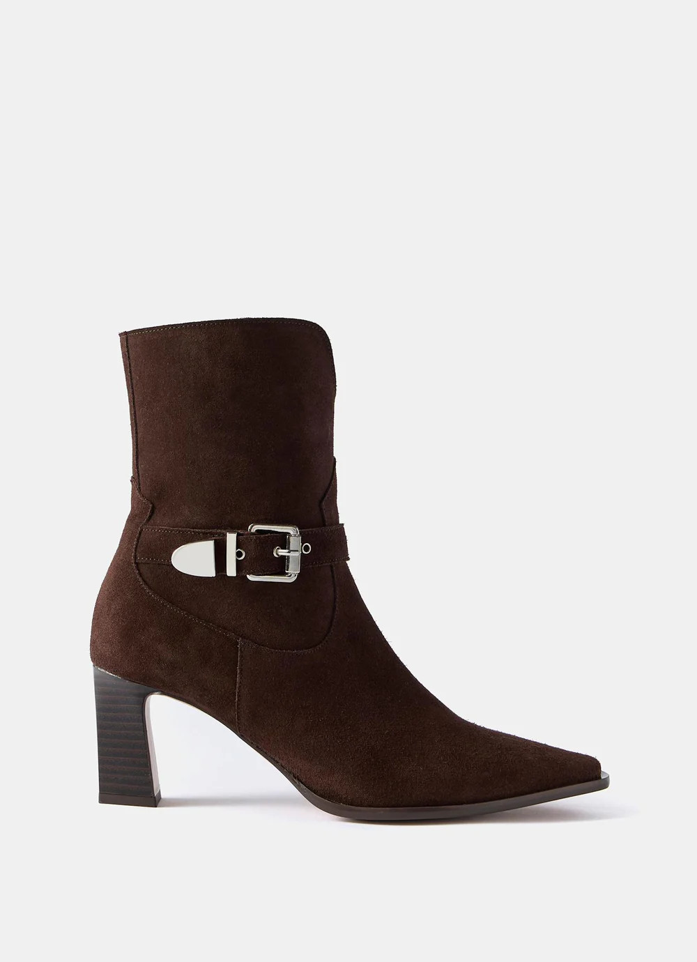 Blair Brown Suede Buckled Ankle Boots | Mint Velvet