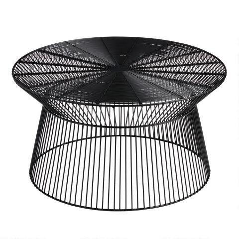Round Black Metal Zeke Outdoor Coffee Table | World Market