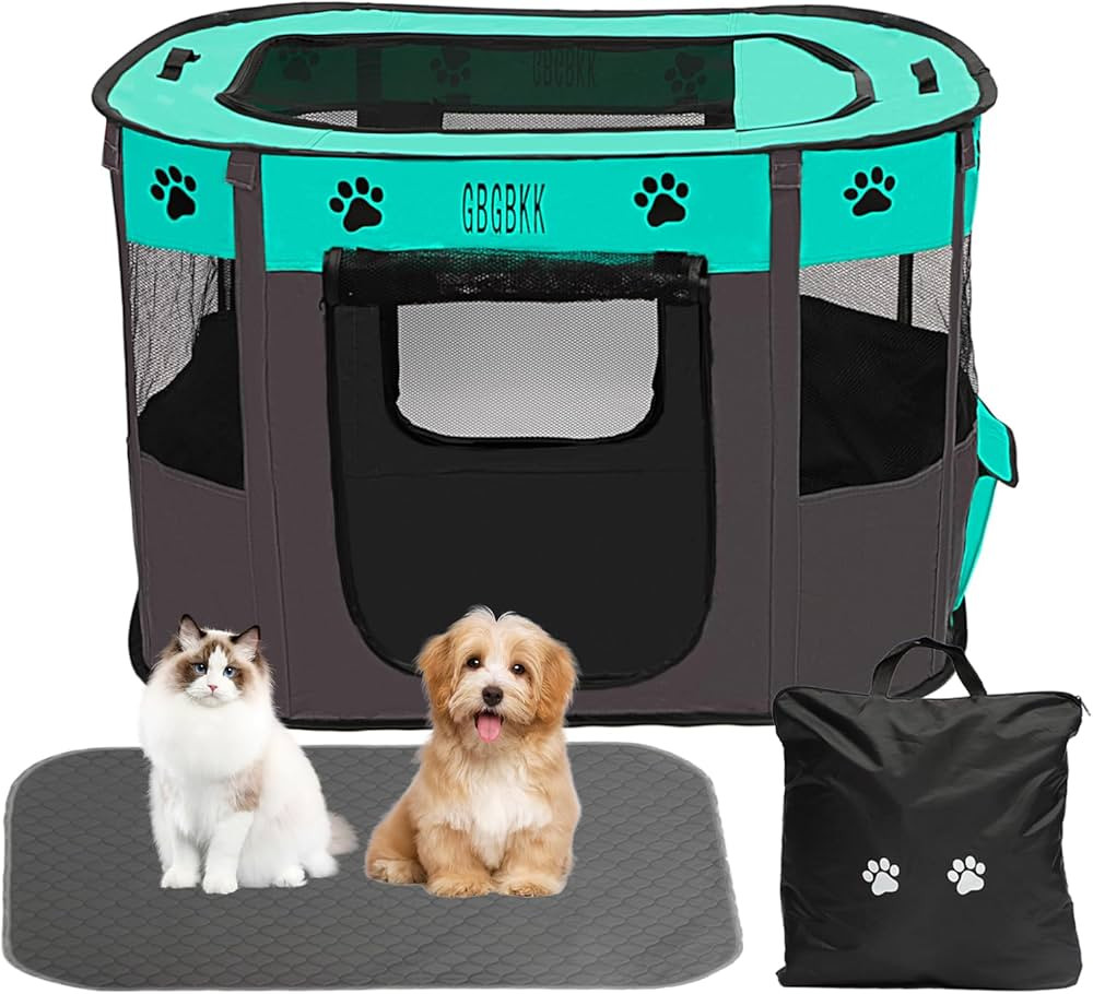 Portable Pet Playpen,Dog Playpen Outdoor/Indoor with Carry Case,Free Washable Dog Pad,Pet Tent fo... | Amazon (US)