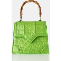 Jessica Apple Green Bamboo Top Handle Croc Mini Bag | Public Desire (US & CA)