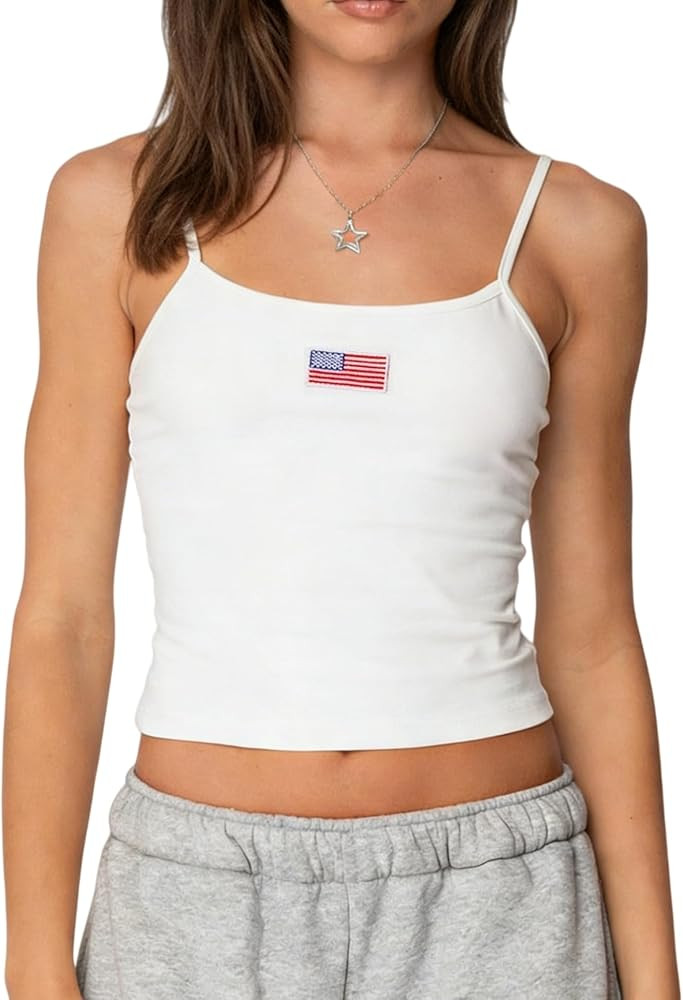 NUFIWI Women Graphic Tank Top Spaghetti Strap Embroidered Crop Tops Sleeveless Cute Baby Tee Y2k ... | Amazon (US)