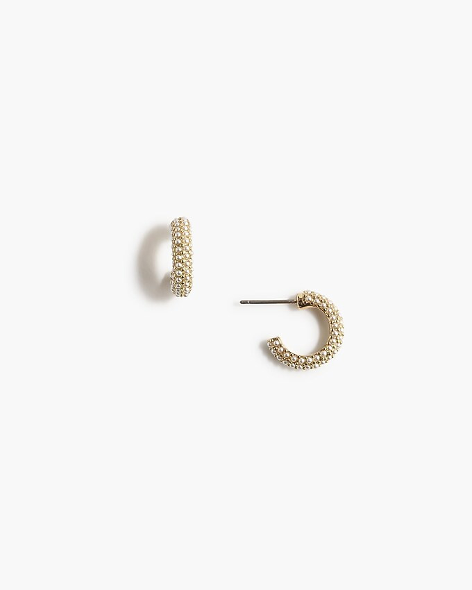 Mini pearl and pav&eacute; hoop earrings | J.Crew Factory