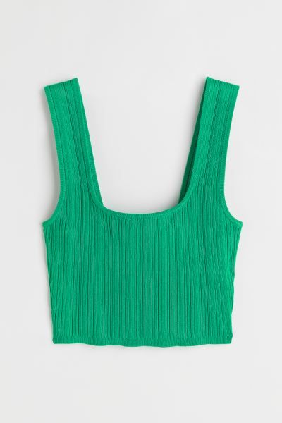 Sleeveless, fitted crop top in a rib-knit viscose blend. Wide shoulder straps and square neckline... | H&M (US + CA)