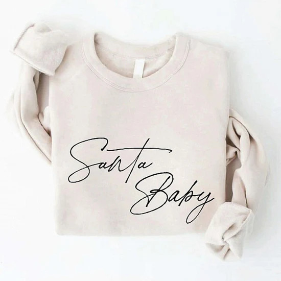 Santa Baby Graphic Fleece Sweatshirt, Heather Dust | SpearmintLOVE