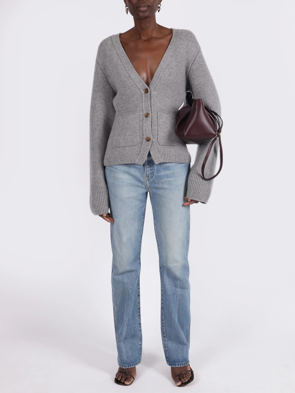Scarlett Cashmere Cardigan Warm Grey | The Webster