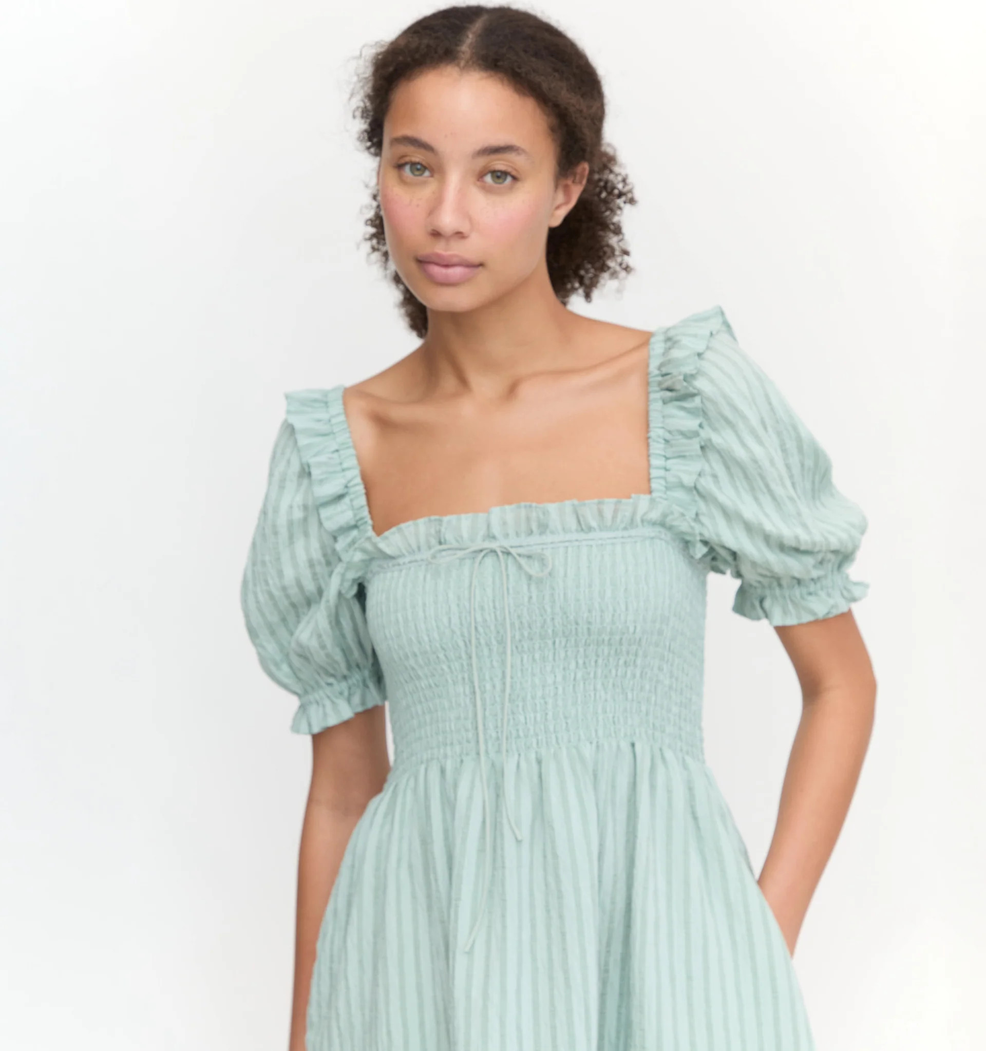 Soft Green Tonal Seersucker | Hill House Home US